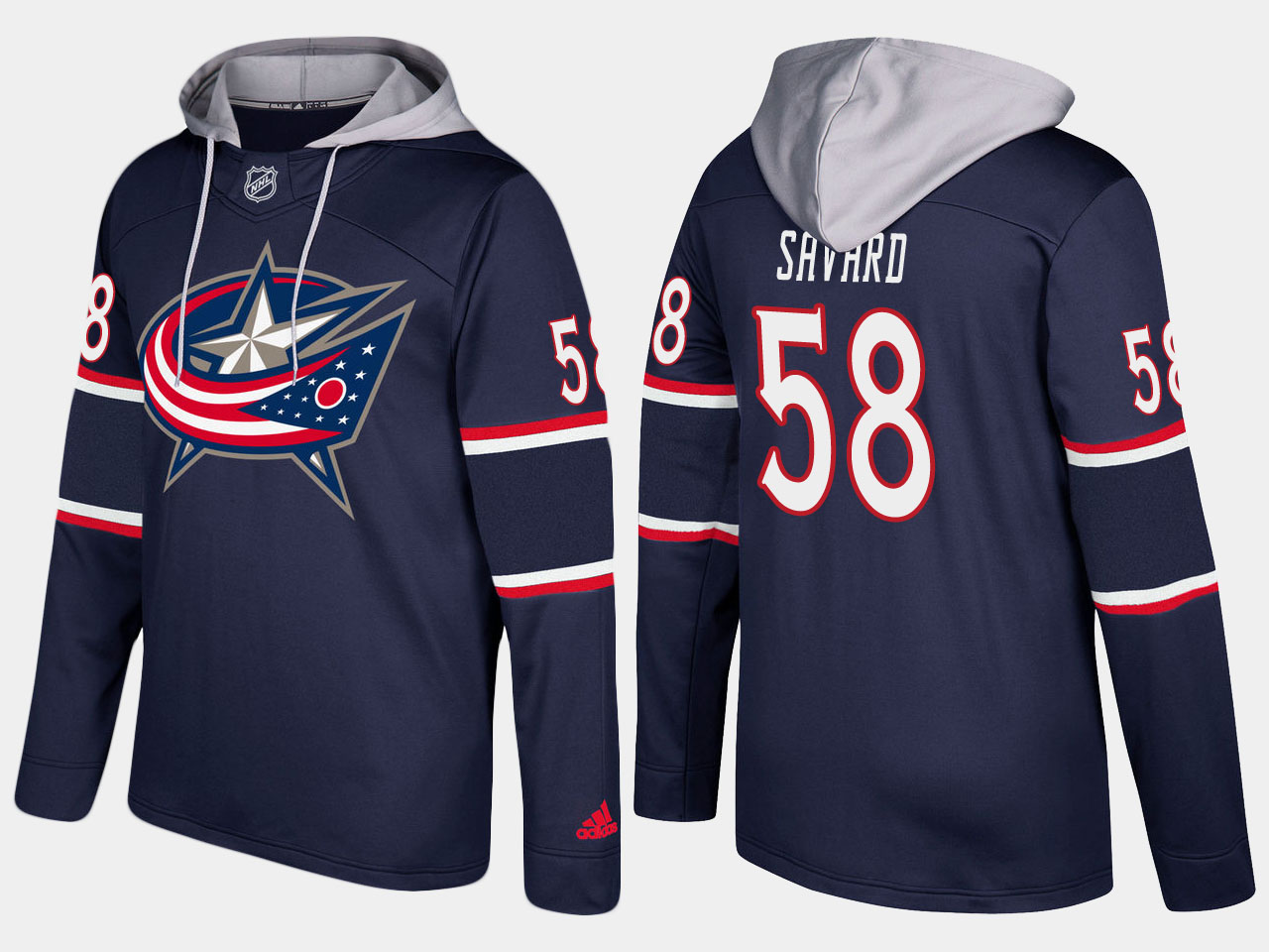 Men NHL Columbus blue jackets #58 david savard navy blue  hoodie